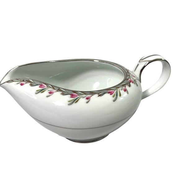 Vintage Noritake Petite 5507 Porcelain China Sugar Bowl‎ & Creamer Gray Pink - Picture 4 of 12